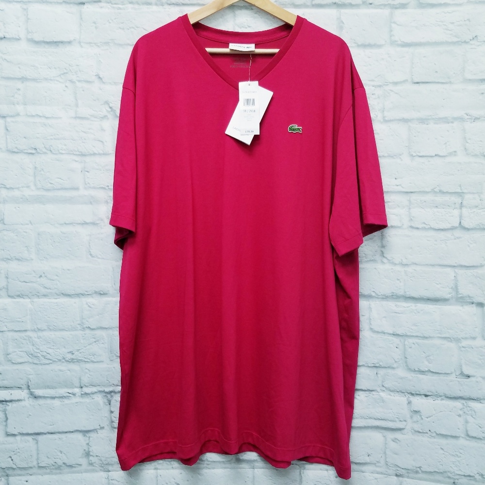 NWT Lacoste Pima Cotton V-neck Tee Mens 2XL (A1B)